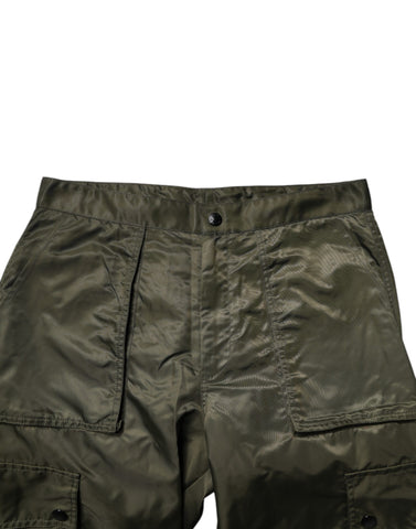Dark Green Nylon Cargo Pants
