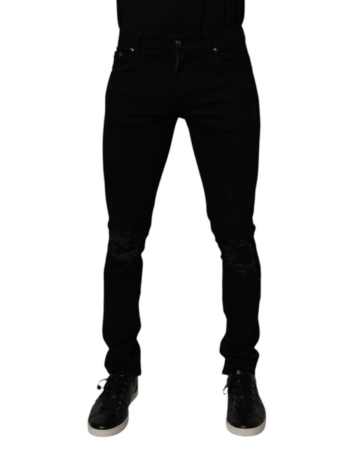 Black Cotton Stretch Skinny Men Denim Jeans