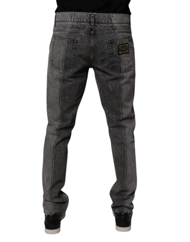 Two Tone Gray Cotton Denim Jeans