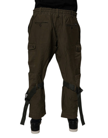 Brown Cotton Stretch Cargo Pants