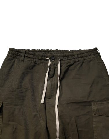 Brown Cotton Stretch Cargo Pants