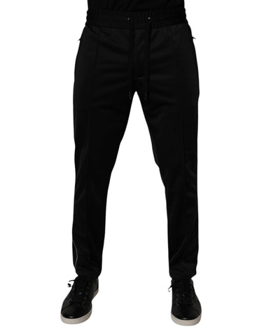 Black Polyester Men Jogger Sweatpants Pants