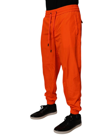 Orange Polyester Men Jogger Sweatpants Pants
