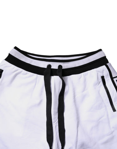 Black White Cotton Layered Sweatpants Pants