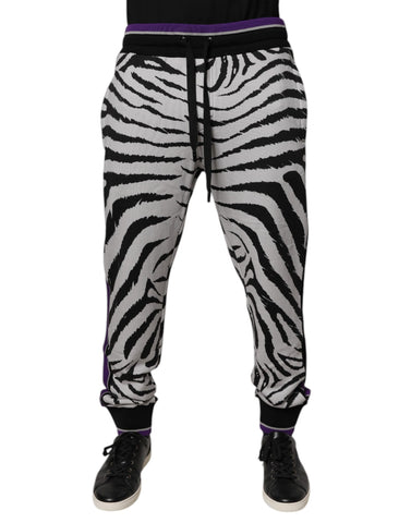 Black White Zebra Men Jogger Sweatpants Pants