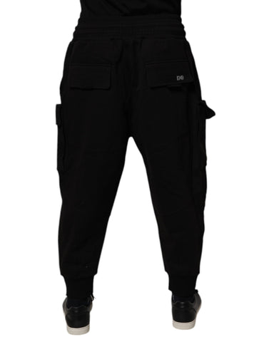 Black Cotton Men Cargo Jogger Sweatpants Pants