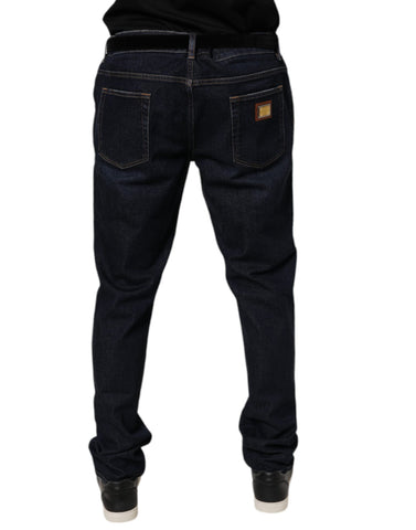 Dark Blue Cotton Stretch Skinny Denim Jeans