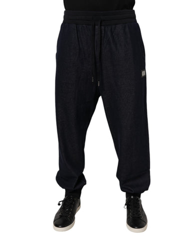 Black Jacquard Cotton Jogger Sweatpants Pants