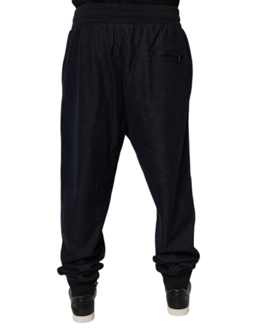 Black Jacquard Cotton Jogger Sweatpants Pants