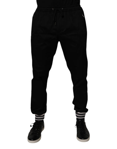 Black Cotton Stretch Jogger Sweatpants Pants