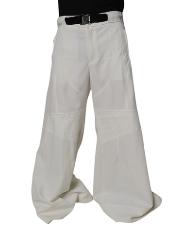 White Mid Waist Wide Leg Pants