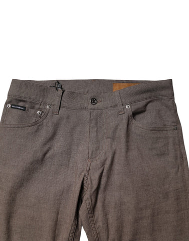 Brown Cotton Stretch Chino Pants