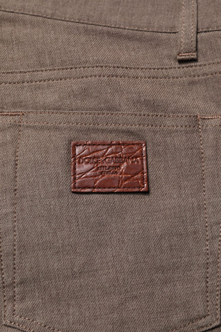 Brown Cotton Stretch Chino Pants