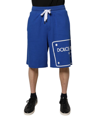 Blue Logo Cotton Bermuda Sweatshorts Shorts