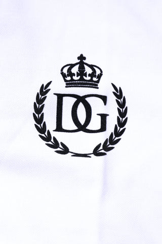 White Cotton Crown Collared Men Polo T-shirt