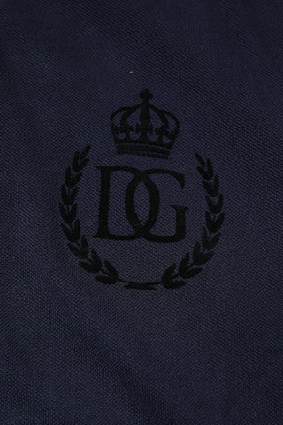 Dark Blue Cotton Crown Collared Polo T-shirt