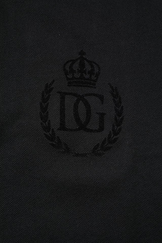 Black Cotton DG Logo Collared Polo T-shirt