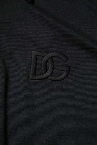 Black Polyester DG Logo Collared Polo T-shirt