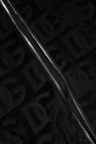 Black Logo Monogram Full Zip Bomber Jacket