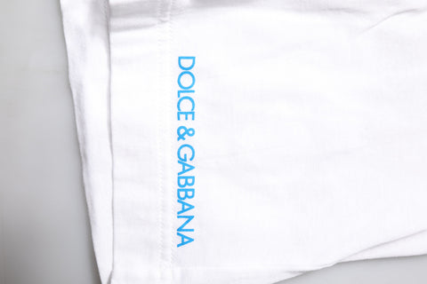 White Graphic Print Cotton Crew Neck T-shirt