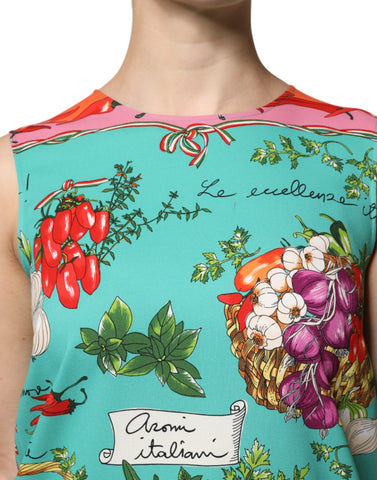 Multicolor Floral Silk Sleeveless Tank Top