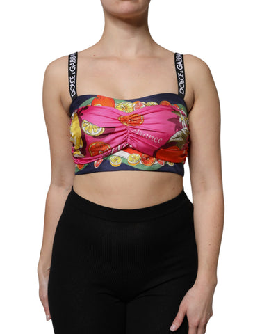 Multicolor Floral Sleeveless Bustier Cropped Top