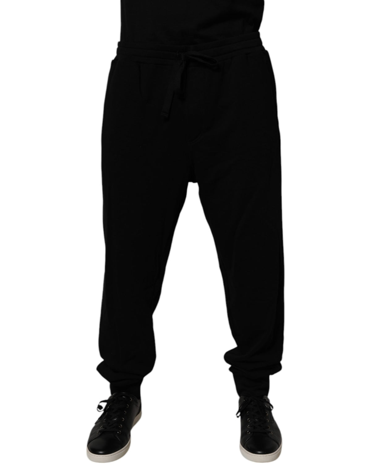Black Cotton Crown Logo Jogger Pants