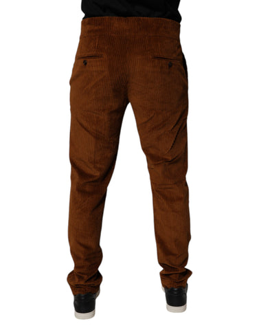 Dark Brown Corduroy Cotton Skinny Denim Jeans