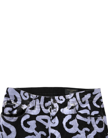 Black Logo Monogram Cotton Skinny Denim Jeans