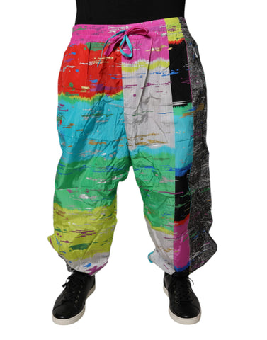 Multicolor Patchwork Mid Waist Sweatpants Pants