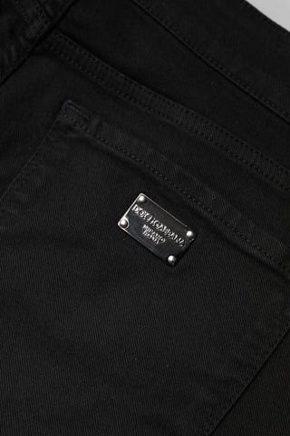 Black Cotton Mid Waisted Skinny Denim Jeans