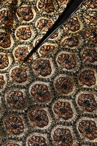 Brown Polyester Brocade A-line Mini Skirt