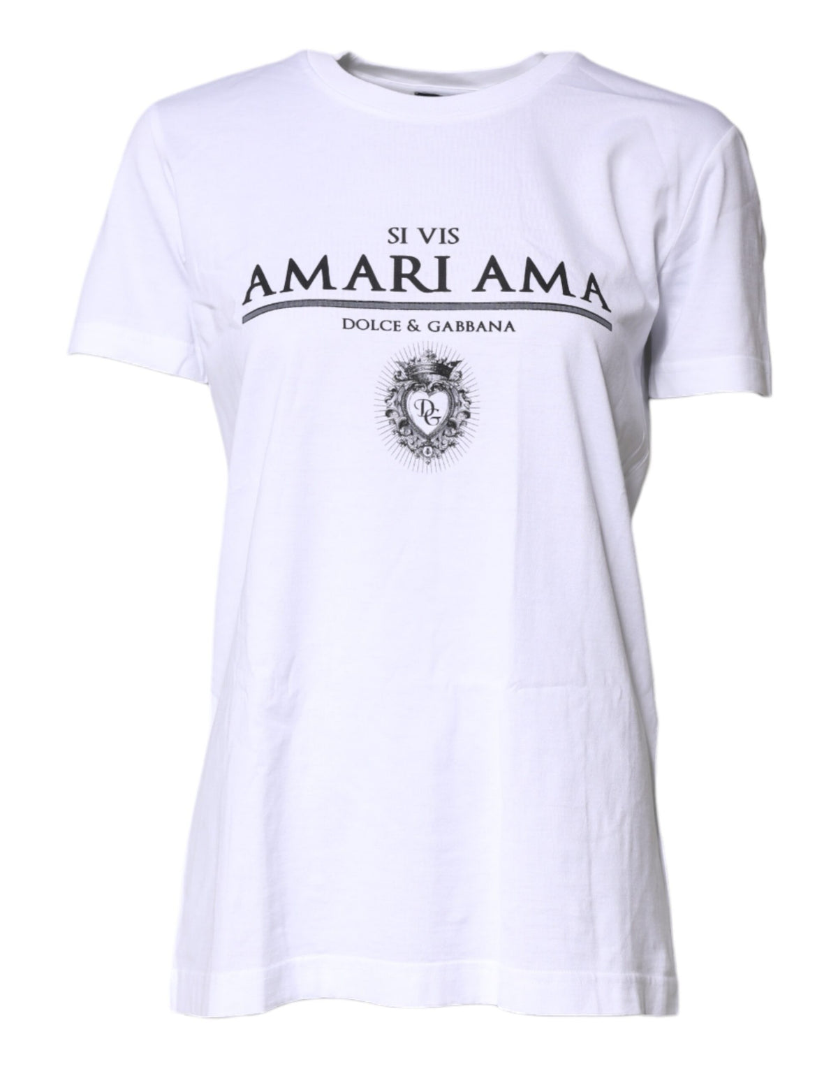 White Cotton Printed Round Neck Top T-shirt