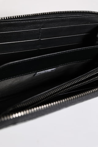 Black Blue Exotic Leather Embossed Continental Wallet