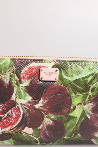 Multicolor Fig Fruit Dauphine Leather Zip Around Continental Wallet