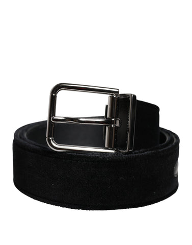 Black Cotton Silver Tone Metal Buckle Belt
