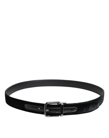 Black Leather Metal Buckle Classic Belt