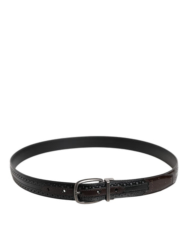 Black Brown Leather Classic Metal Buckle Belt