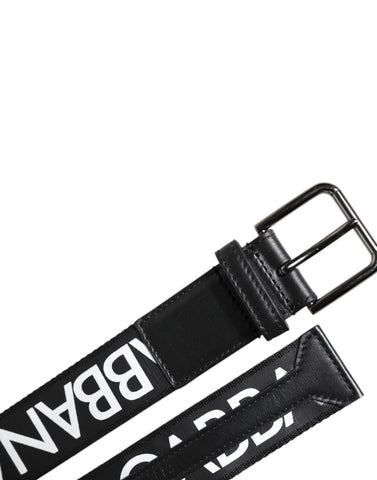 Black Leather Classic Metal Logo Buckle Belt