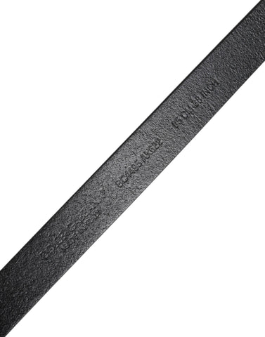 Black Calfskin Classic Metal Logo Buckle Belt