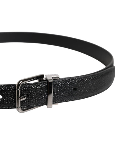 Black Calf Leather Classic Metal Buckle Belt