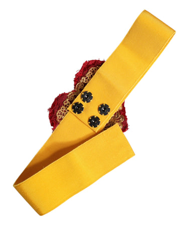 Yellow Stretch Wide Waist Heart Embellished Belt