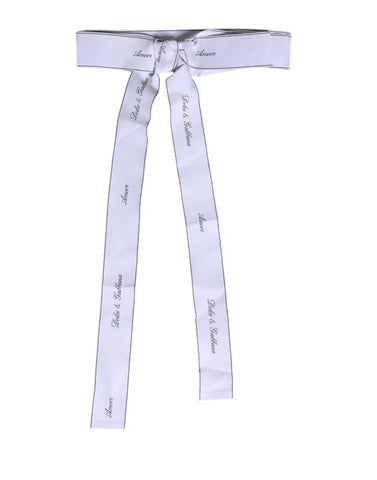 White Waist Ribbon Wide Bow Logo Belt