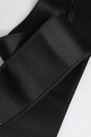 Black Satin Wide Waist Belt