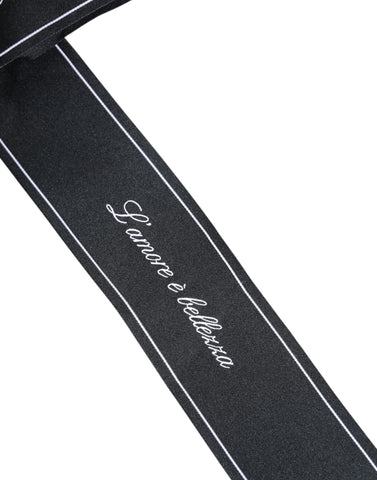 Black Waist Ribbon Wide Bow Logo Belt
