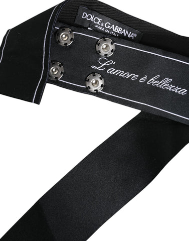 Black Waist Ribbon Wide Bow Logo Belt