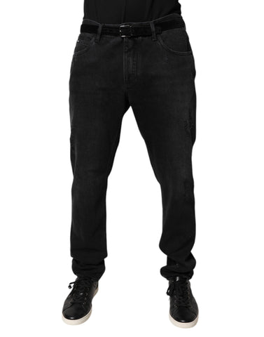 Black Cotton Skinny Men Denim Jeans