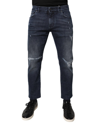 Blue Cotton Stretch Skinny Men Denim Jeans