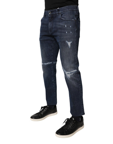 Blue Cotton Stretch Skinny Men Denim Jeans