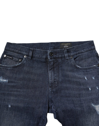 Blue Cotton Stretch Skinny Men Denim Jeans